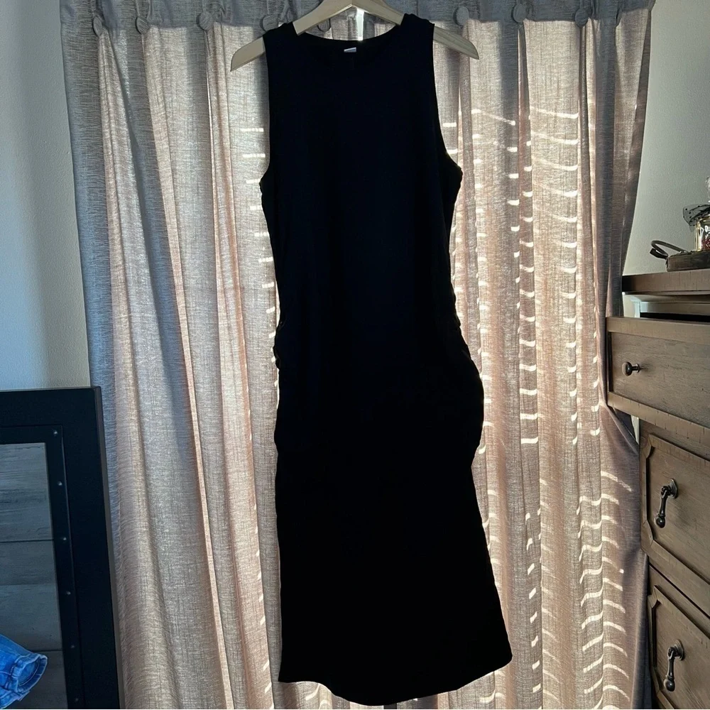 Old Navy Black Jersey Knit Black Sleeveless Bodycon Midi Dress Size Large